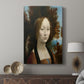 Canvas art print featuring a composed portrait with natural tones and calm presence displayed in a modern interior space.