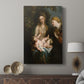 Canvas art print featuring a devotional scene with multiple figures and rich tonal contrast displayed in a modern interior space.