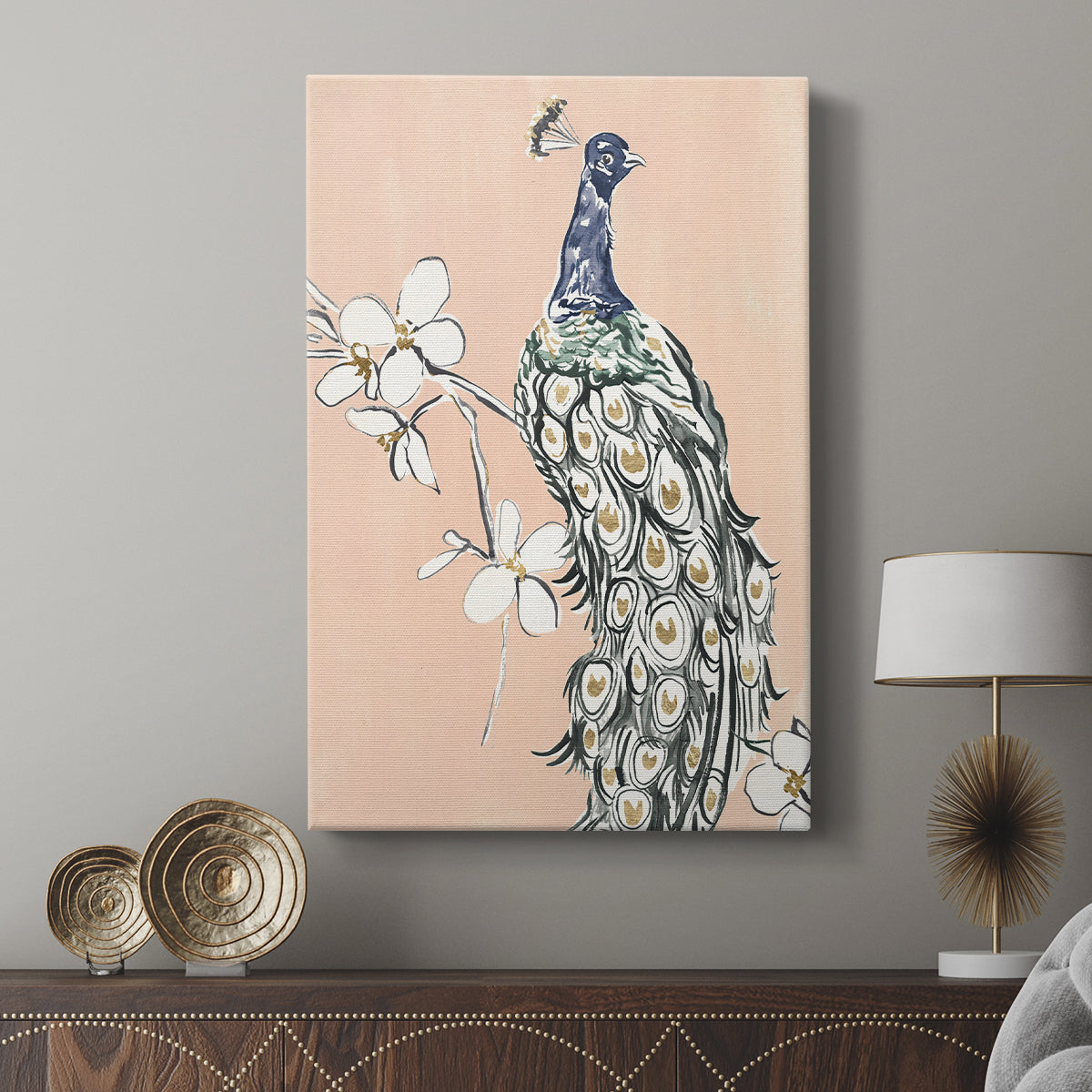 Peacock in Gold III - Canvas Art Print