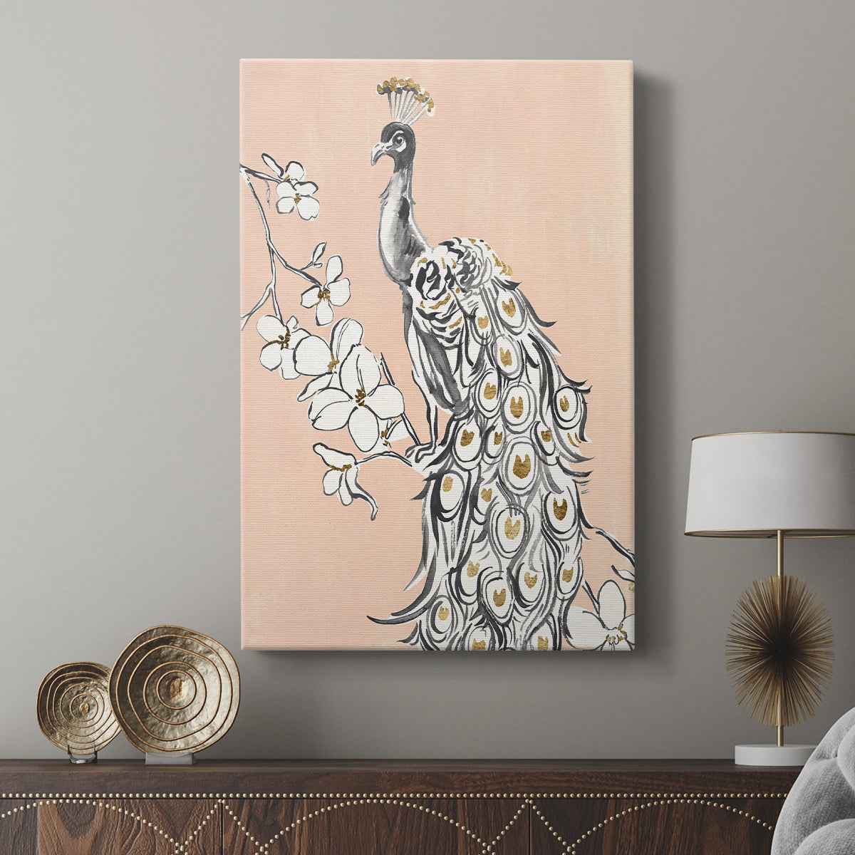 Peacock in Gold II - Canvas Art Print