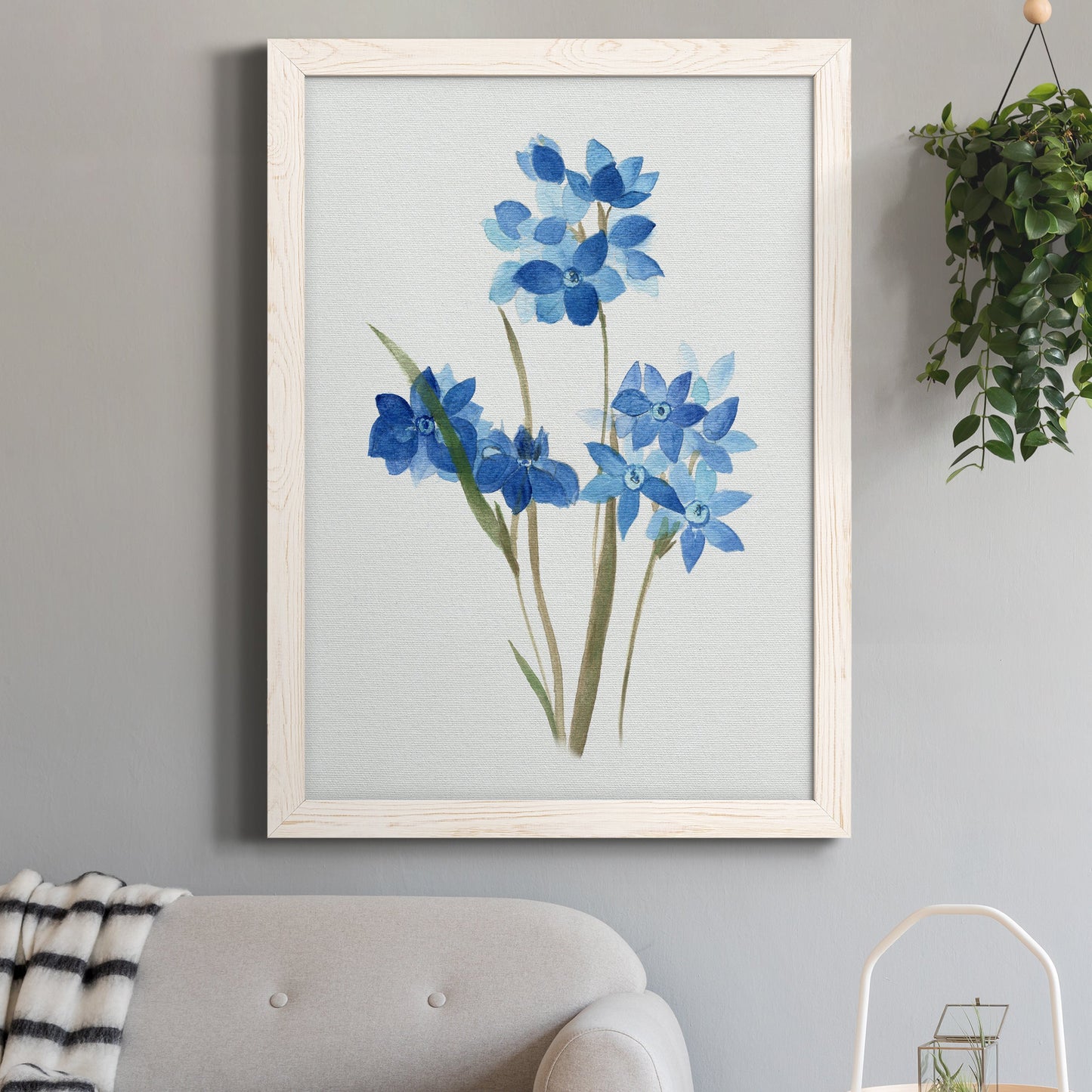 Blue Blossom Botanical I - Premium Canvas Framed in Barnwood - Ready to Hang