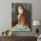 Canvas art print featuring a classic portrait with a calm expression and soft lighting displayed in a modern interior space.