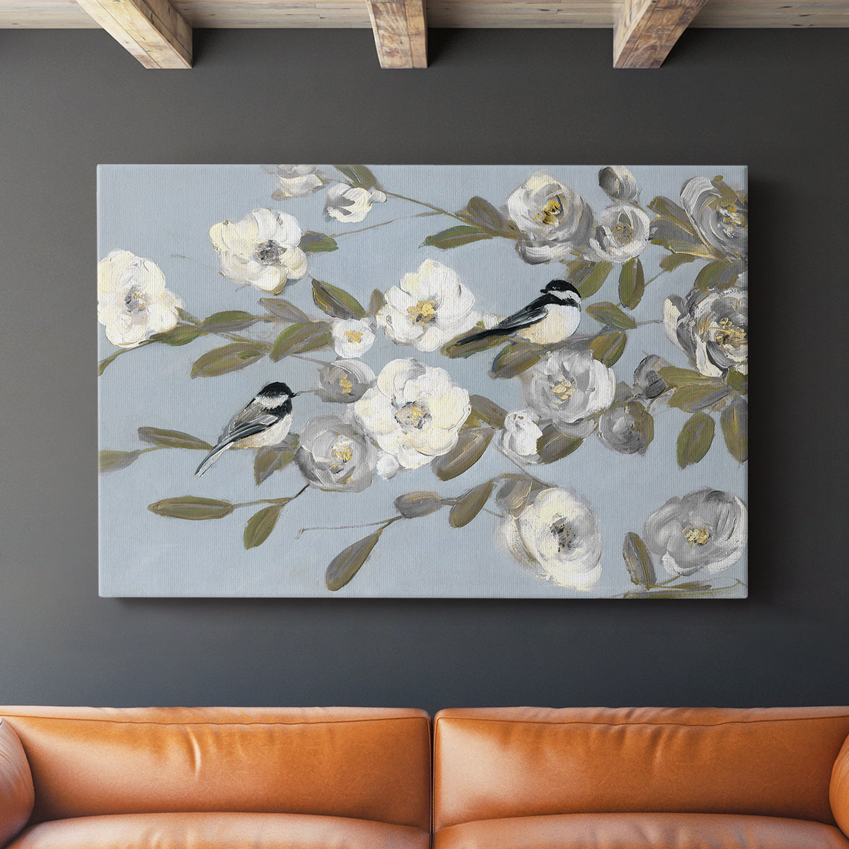 Chickadees and Blossoms I - Canvas Art Print
