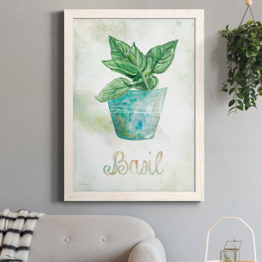 Potted Basil - Premium Canvas Framed in Barnwood - Ready to Hang