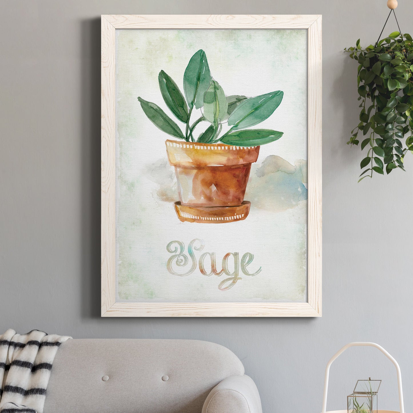 Potted Sage - Premium Canvas Framed in Barnwood - Ready to Hang