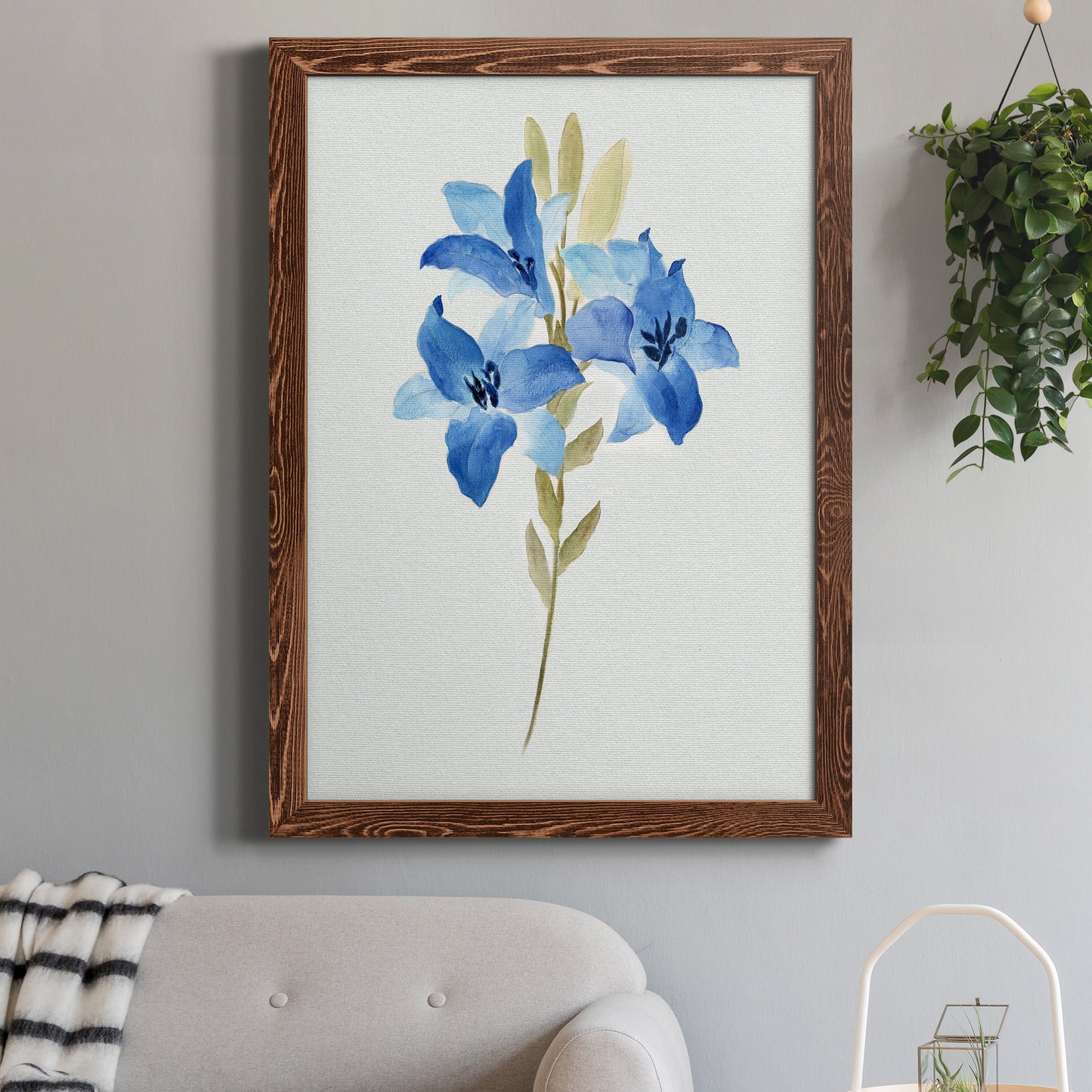 Blue Blossom Botanical III - Premium Canvas Framed in Barnwood - Ready to Hang