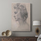 Canvas art print featuring a delicate sketch focusing on facial structure and detail displayed in a modern interior space.