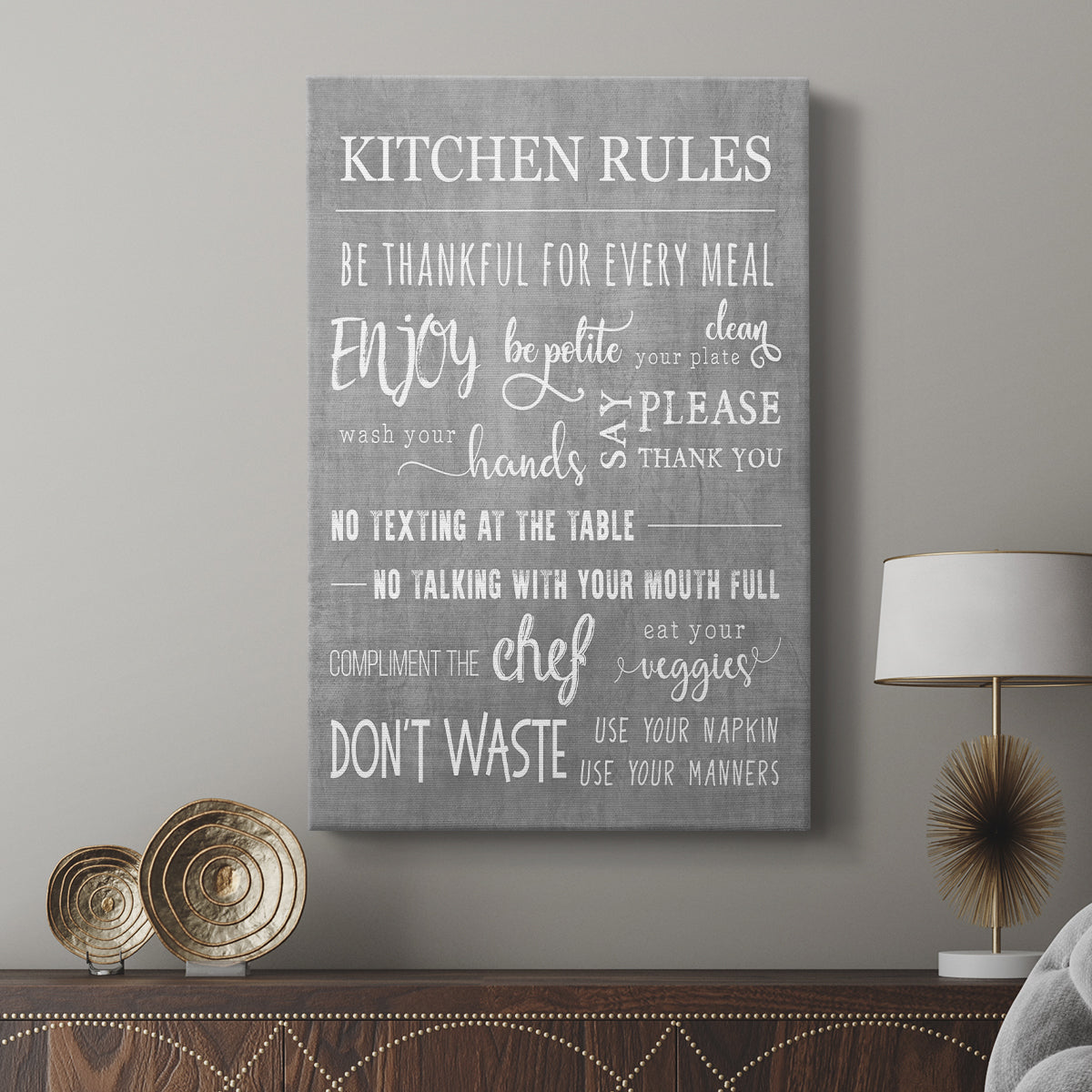Neutral Kitchen Rules - Canvas Art Print