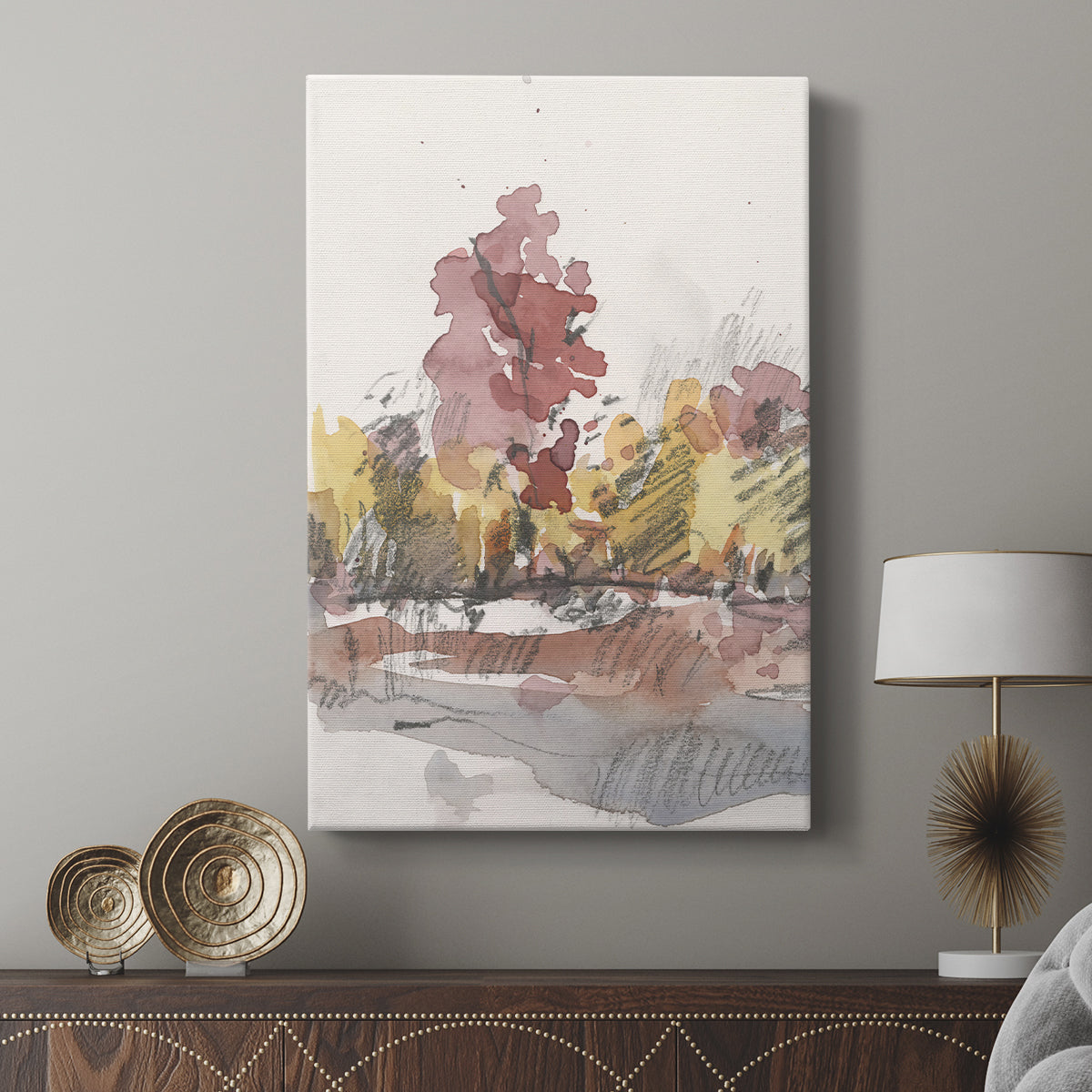 Watercolor Treeline Sketch I - Canvas Art Print