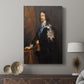 Canvas art print featuring a classic portrait of a monarch with decorative insignia displayed in a modern interior space.