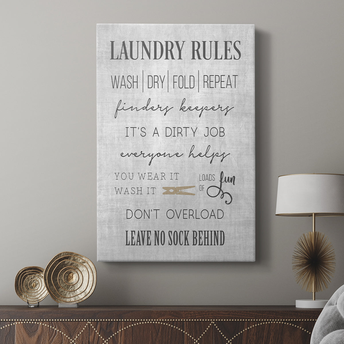 Neutral Laundry Rules - Canvas Art Print