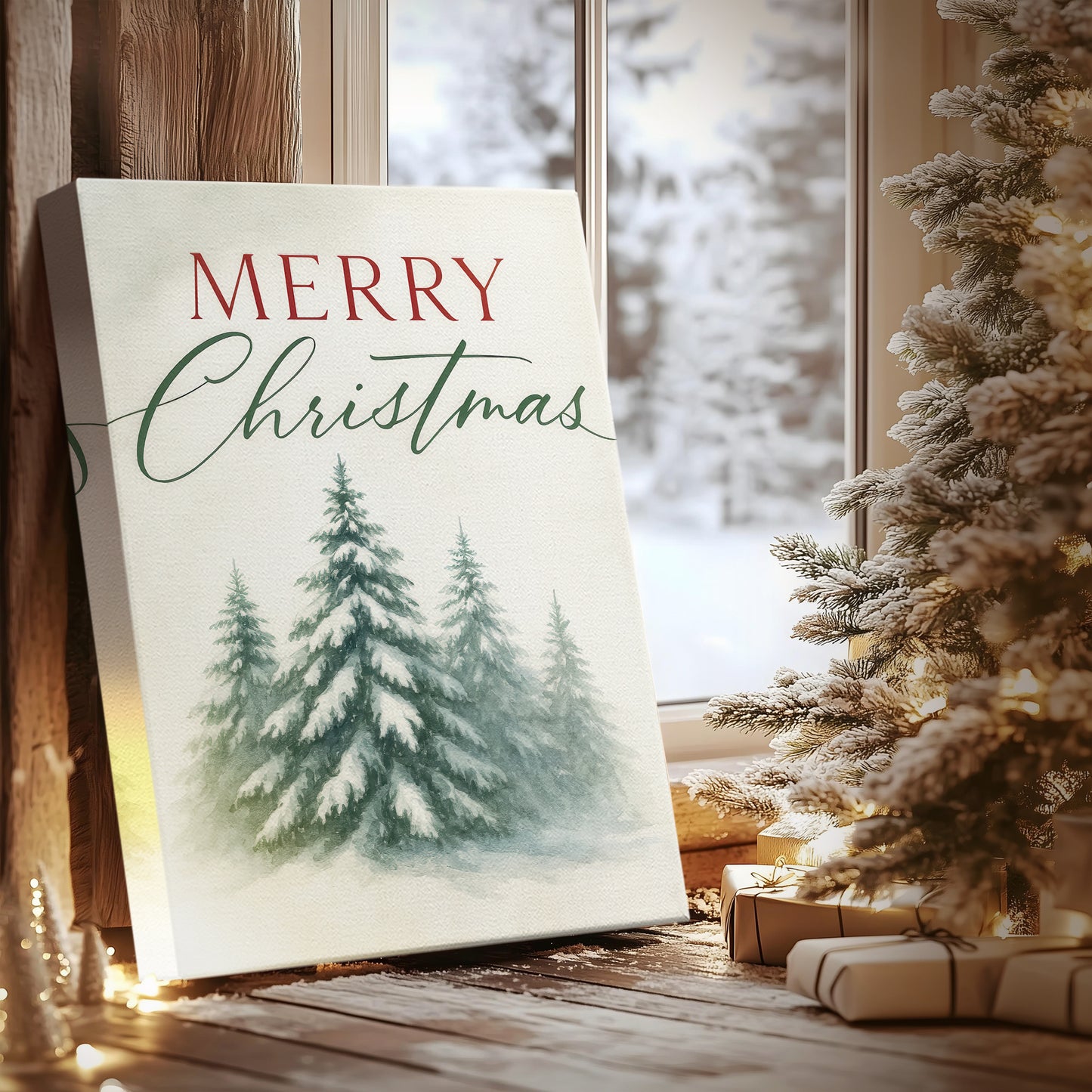 Night of Frostlit Pines - Canvas Art Print