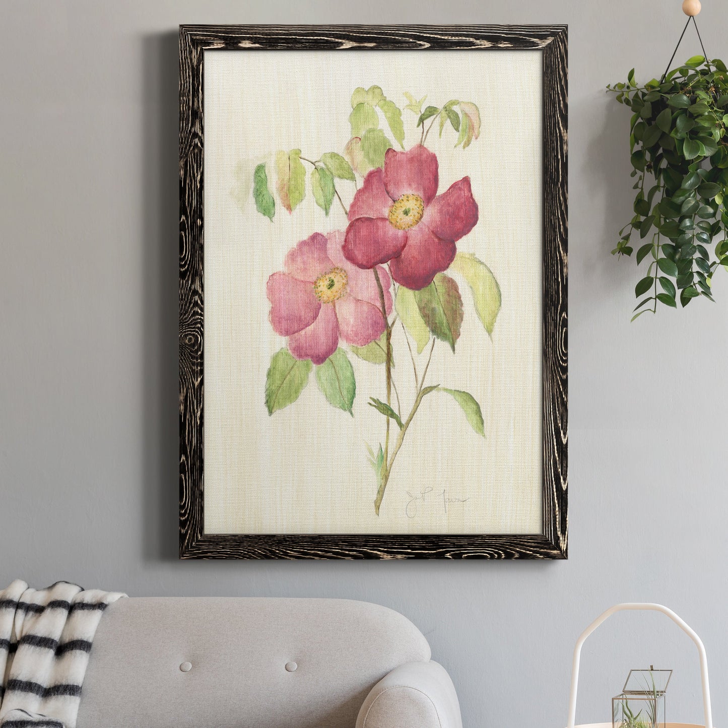 Dusty Rose II - Premium Canvas Framed in Barnwood - Ready to Hang