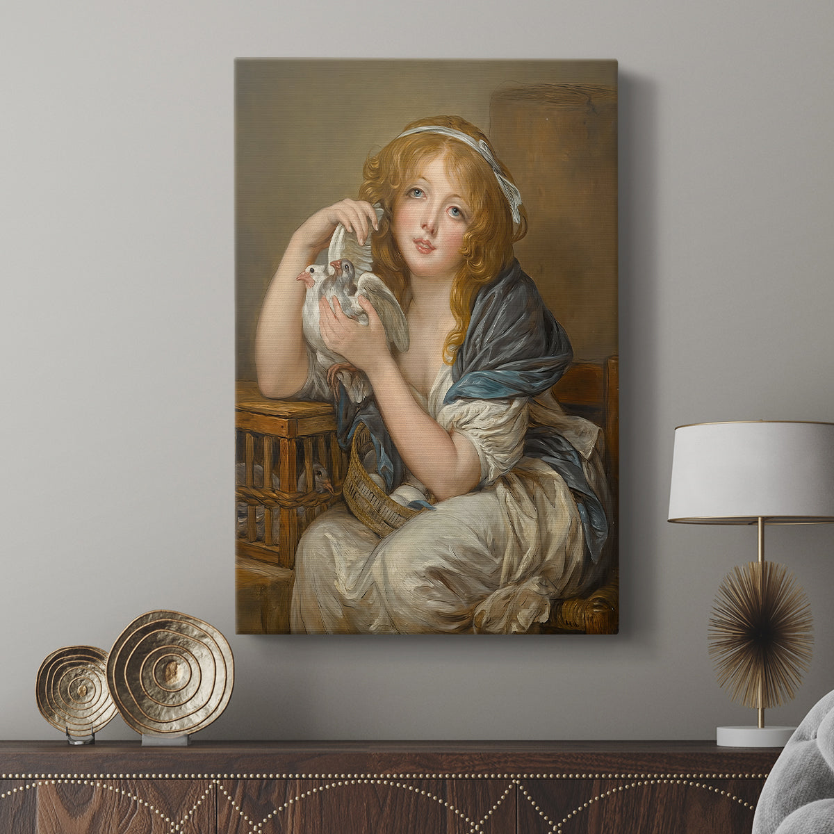 Canvas art print featuring a quiet composition with soft textures and natural tones displayed in a modern interior space.