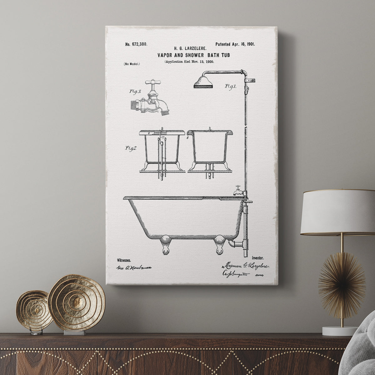 Vintage Bath II - Canvas Art Print