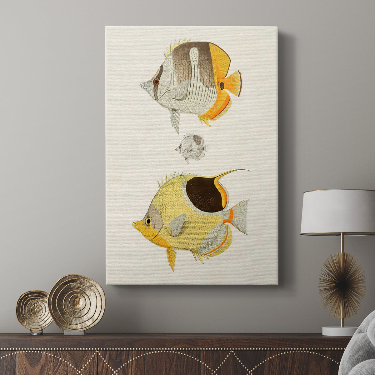 Yellow & Grey Fish II - Canvas Art Print