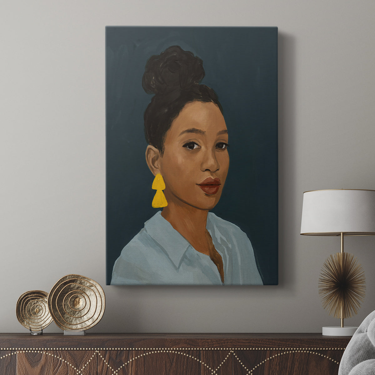 Figure in Yellow Earring - Canvas Art Print