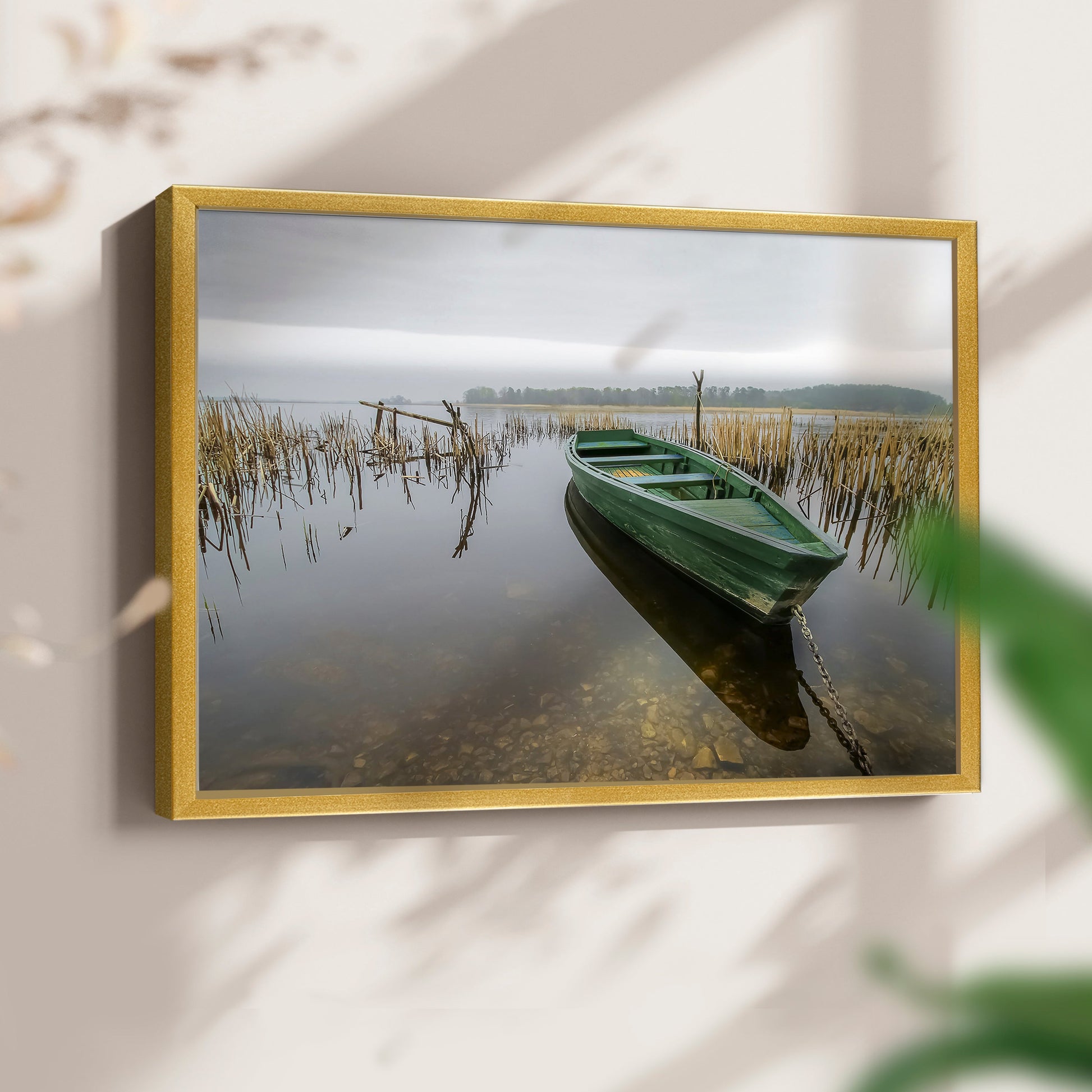 45429,boat,water,reeds,lake,nature,overcast,sky,tranquil,calm,greenery,afternoon,reflection,tethered,landscape,serenity,outdoor,fishing,solitude,stillness,peaceful,horizon,shoreline,environment,natural,scenery,rustic,cozy,wildlife,moored,setting,dock,pond,weather,rural,atmosphere,beauty,aquatic,preserve,Re-stickable,Nautical & Beach