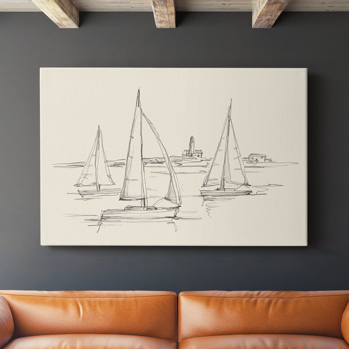 Coastal Contour Sketch II - Canvas Art Print