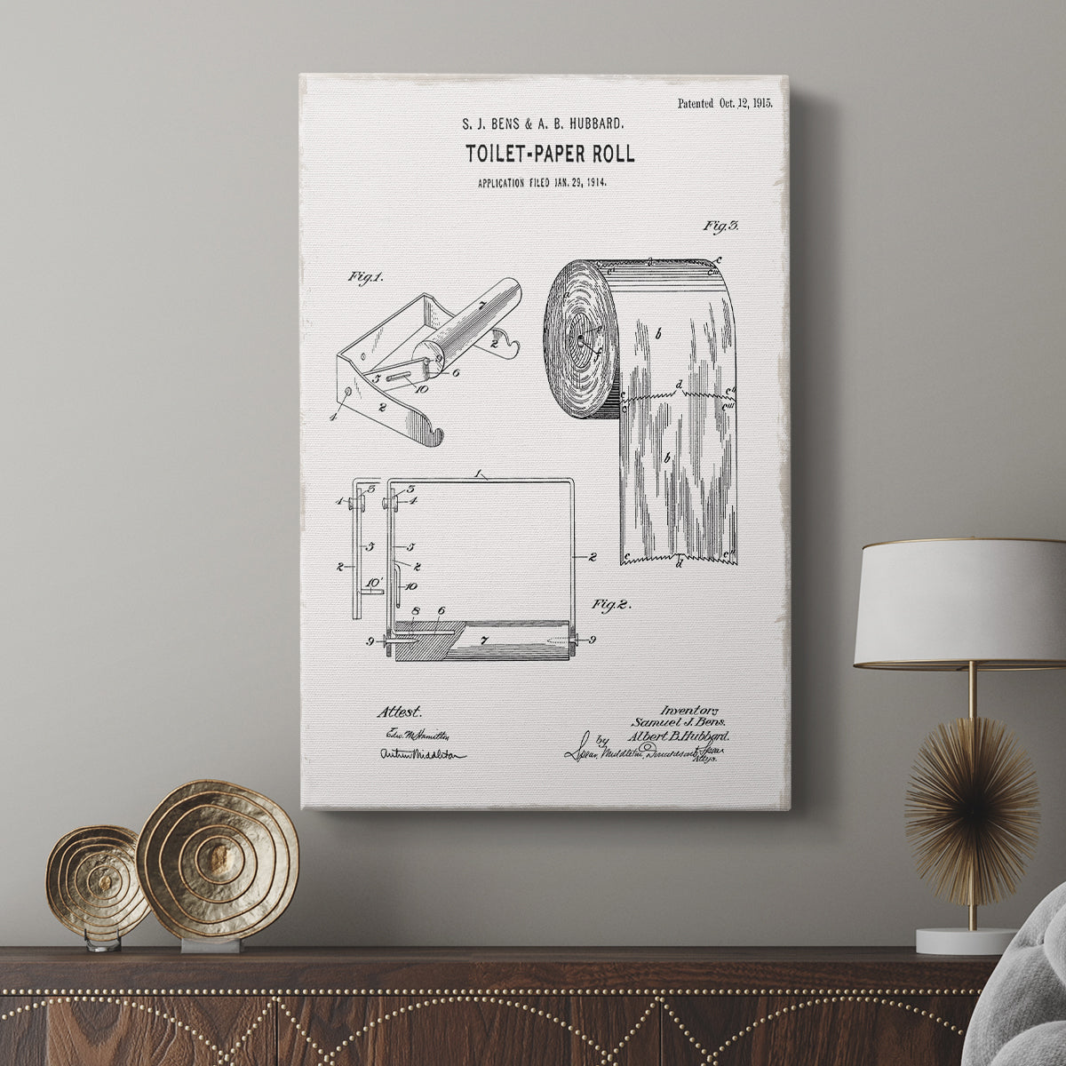 Toilet Paper Patent I - Canvas Art Print