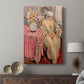 Canvas art print featuring a stylized composition with strong pattern and soft figure displayed in a modern interior space.