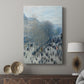 Canvas art print featuring an urban scene with movement and muted winter tones displayed in a modern interior space.