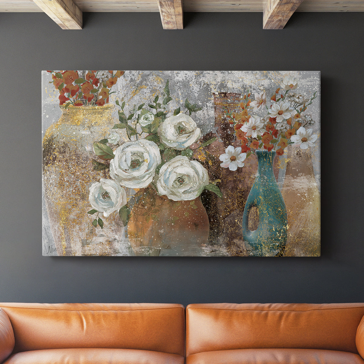 Vessels and Blooms Spice - Canvas Art Print