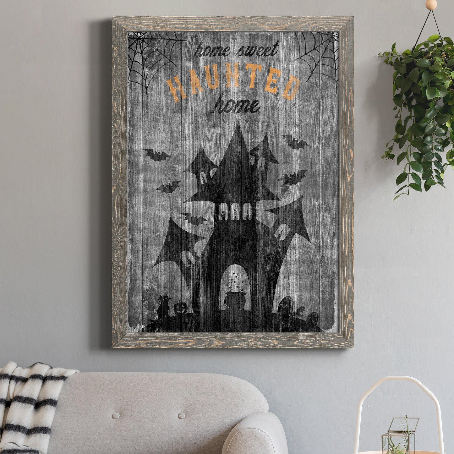 Haunted House - Premium Canvas Framed in Barnwood - Ready to Hang