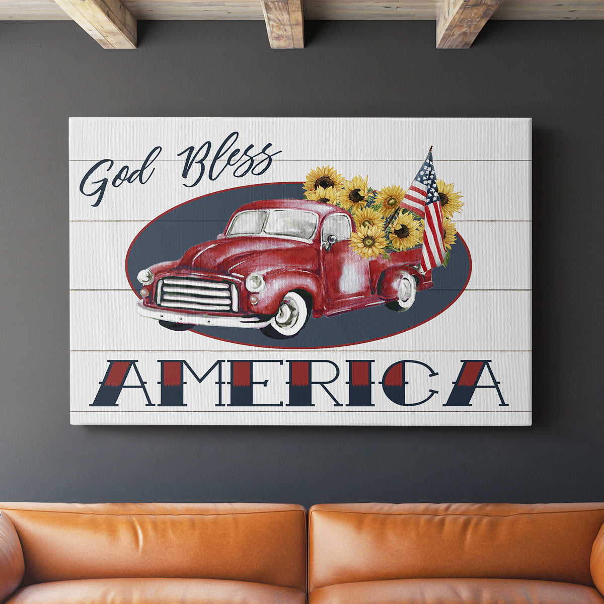 God Bless America Truck - Canvas Art Print