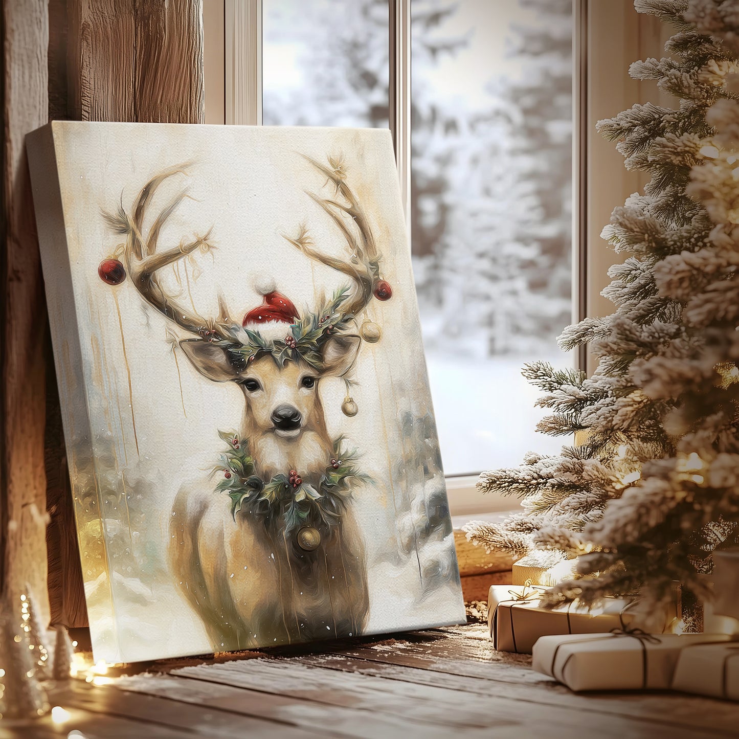 Midnight of Golden Yule - Canvas Art Print