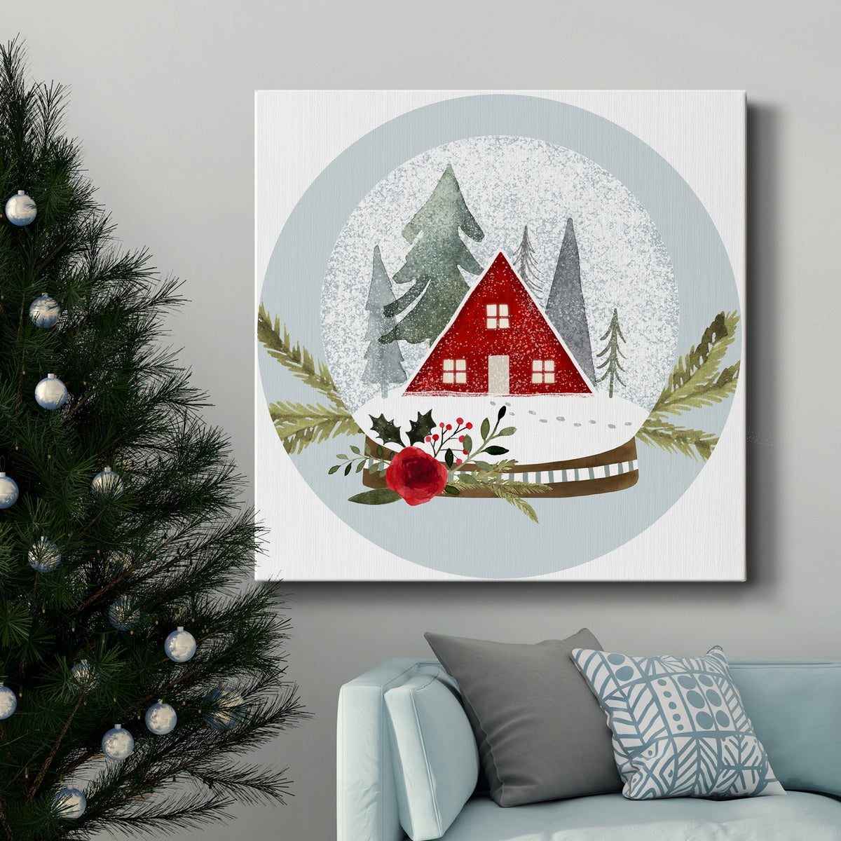 Snow Globe Village Collection C-Premium Gallery Wrapped Canvas - Ready to Hang