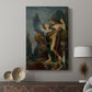 Canvas art print featuring a narrative scene with tension and detailed forms displayed in a modern interior space.