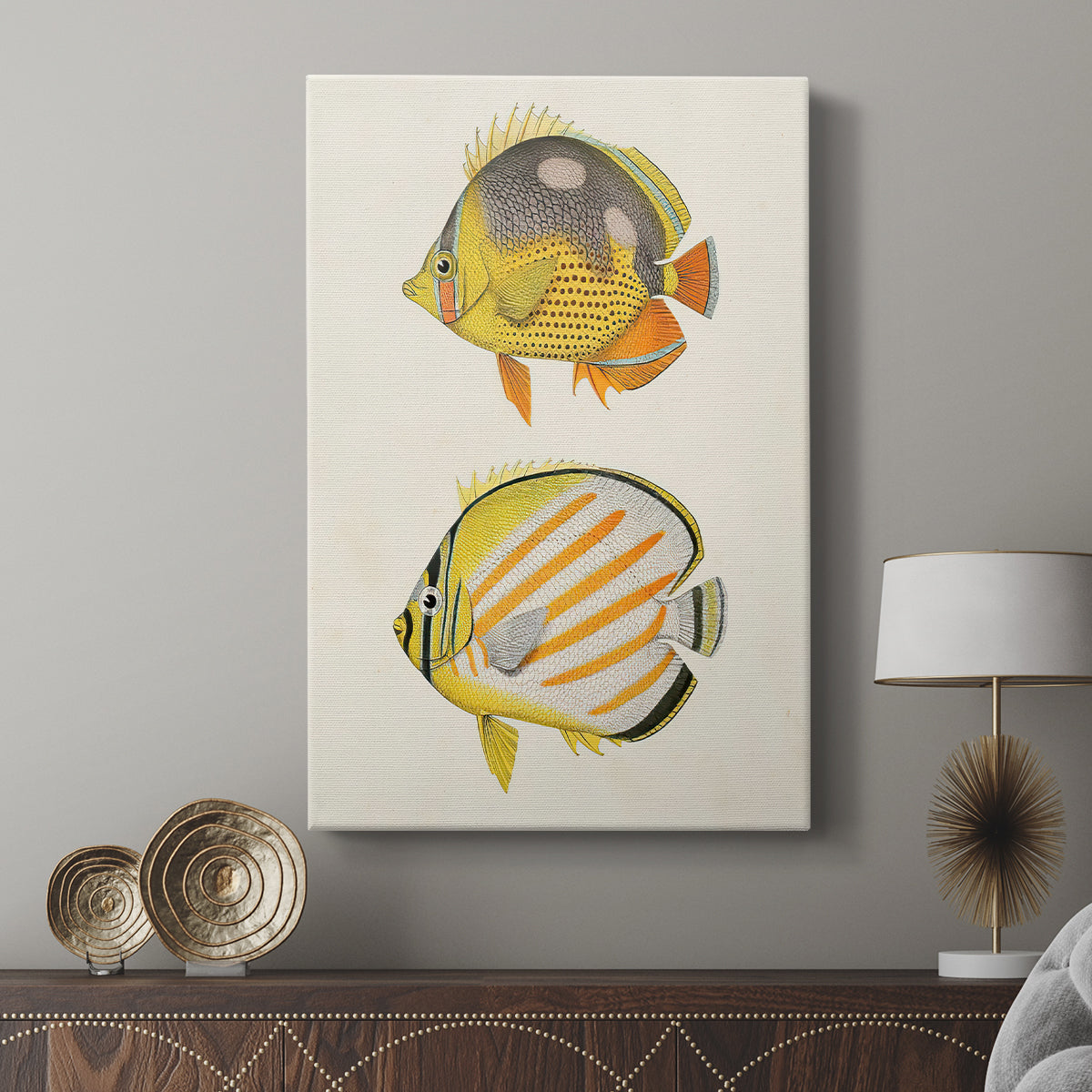 Yellow & Grey Fish IV - Canvas Art Print