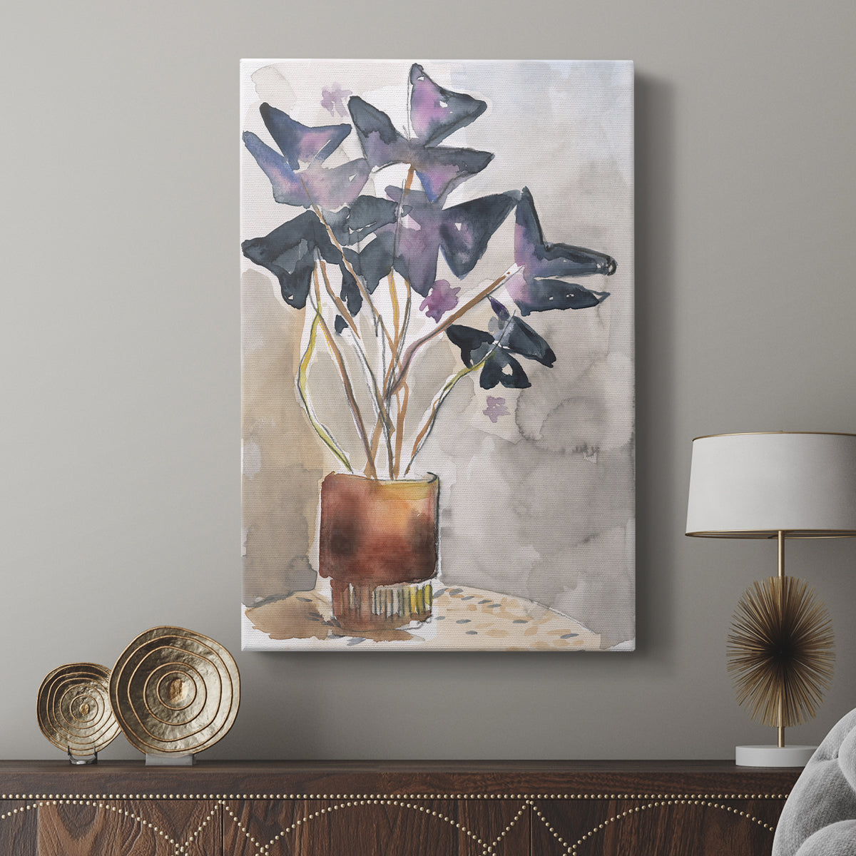Oxalis in Vase I - Canvas Art Print