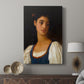 Canvas art print featuring a refined portrait with subtle tones and gentle gaze displayed in a modern interior space.