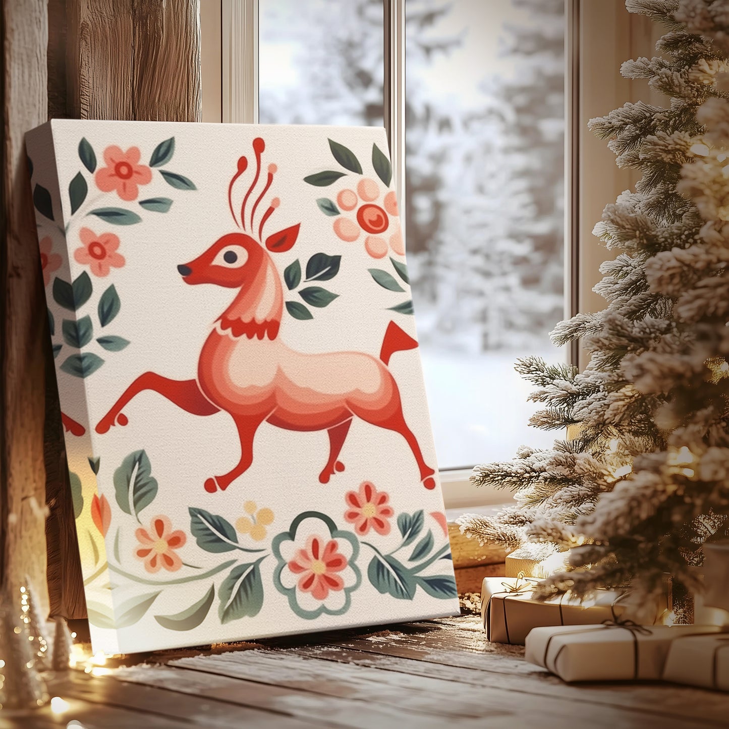 Twilight of Holly-Red Lantern - Canvas Art Print