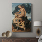 Canvas art print featuring a dreamlike scene with two figures in a quiet embrace displayed in a modern interior space.