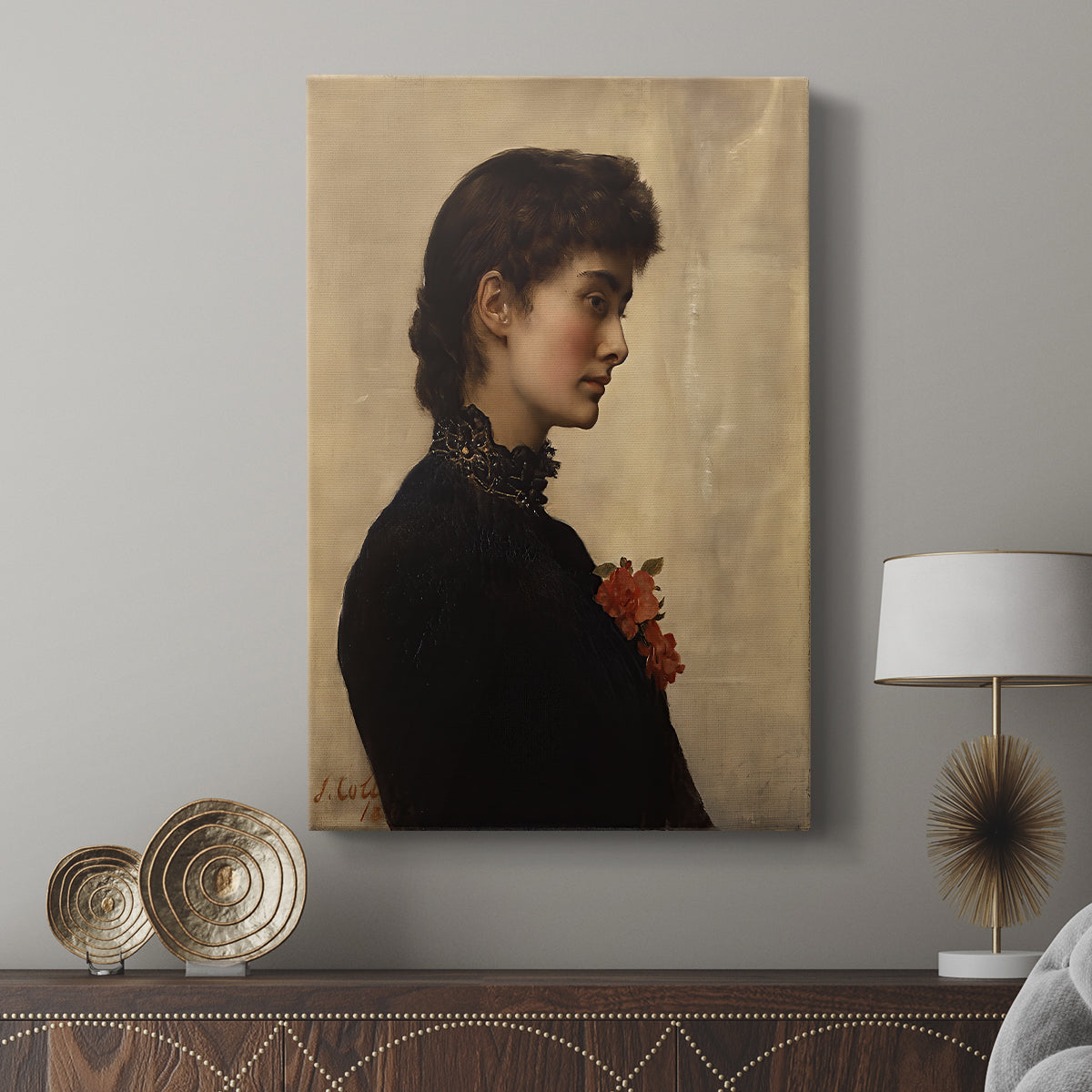 Canvas art print featuring a simple composition with smooth shading and minimal detail displayed in a modern interior space.
