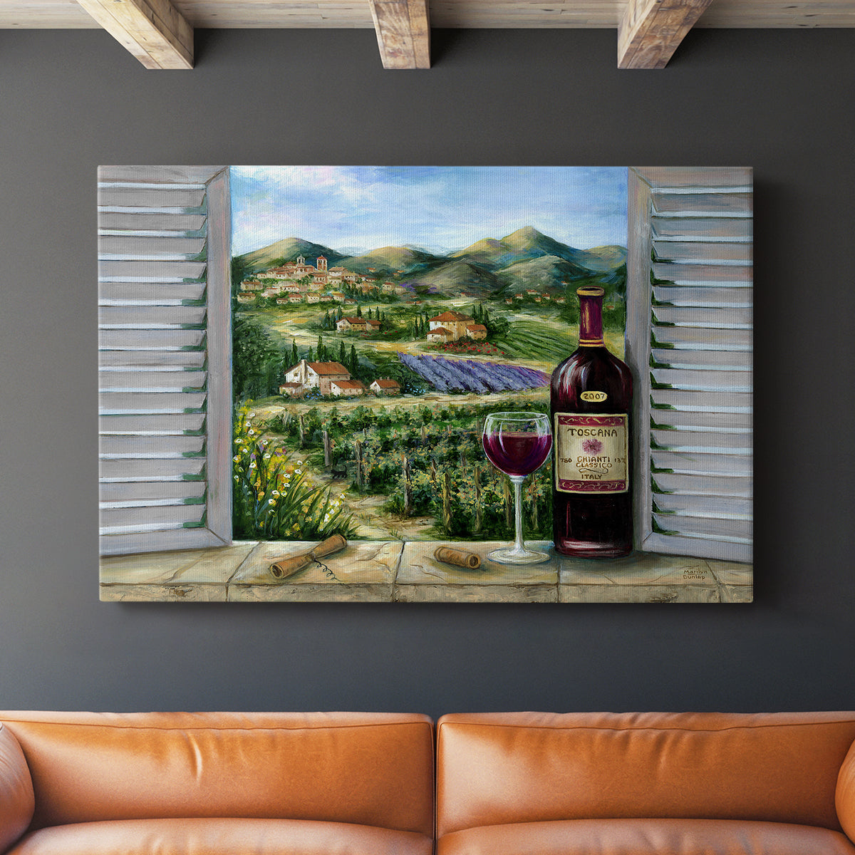 Tuscan Red and Vineyard - Canvas Art Print