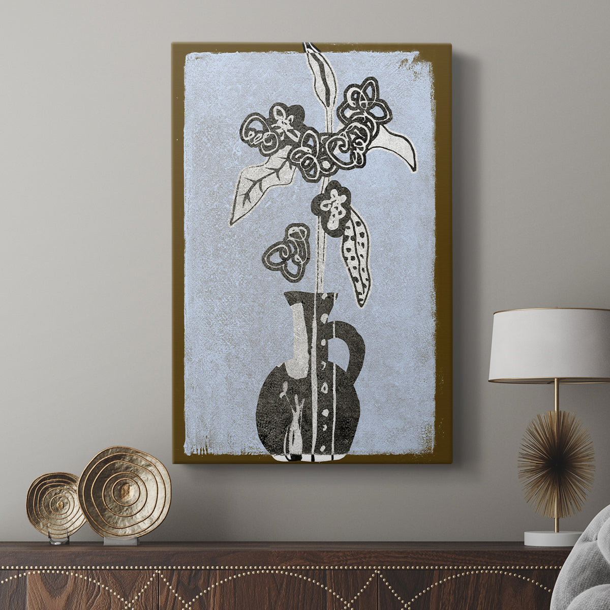 Graphic Flowers in Vase I - Canvas Art Print