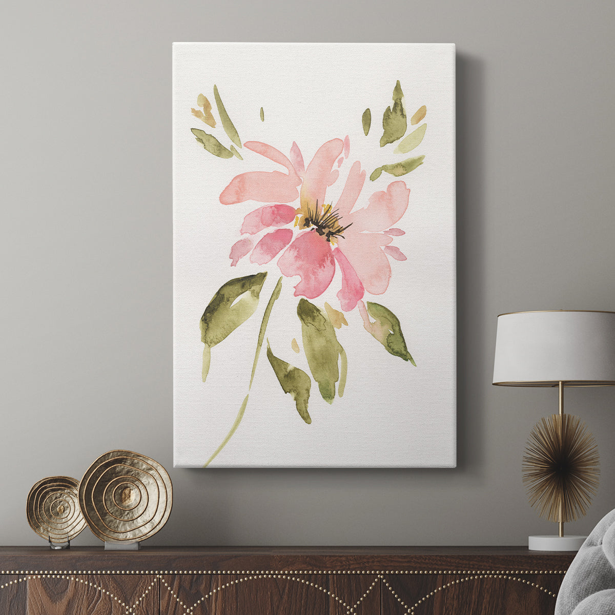 One Pink Bloom I - Canvas Art Print