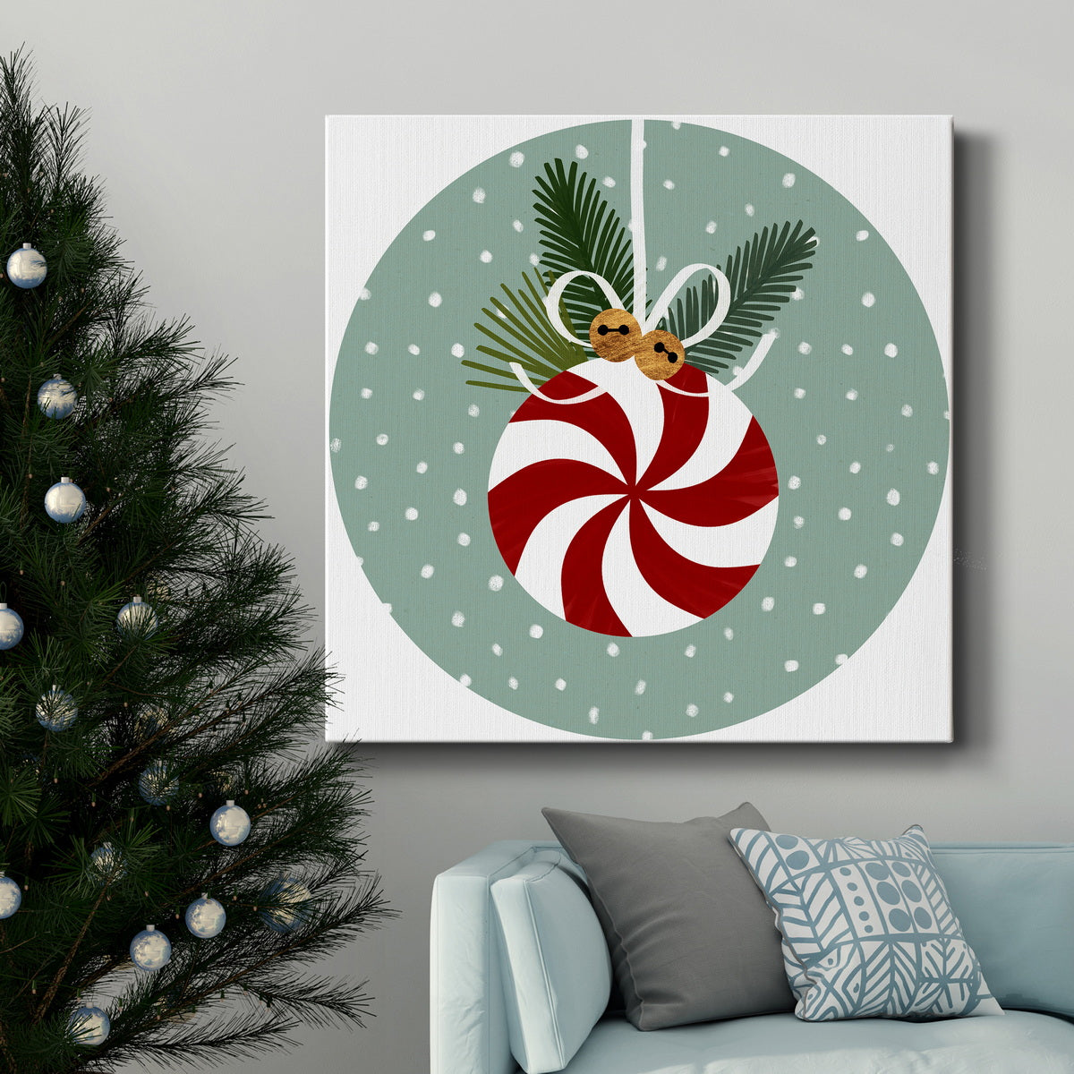 Peppermint Snowman Collection C-Premium Gallery Wrapped Canvas - Ready to Hang