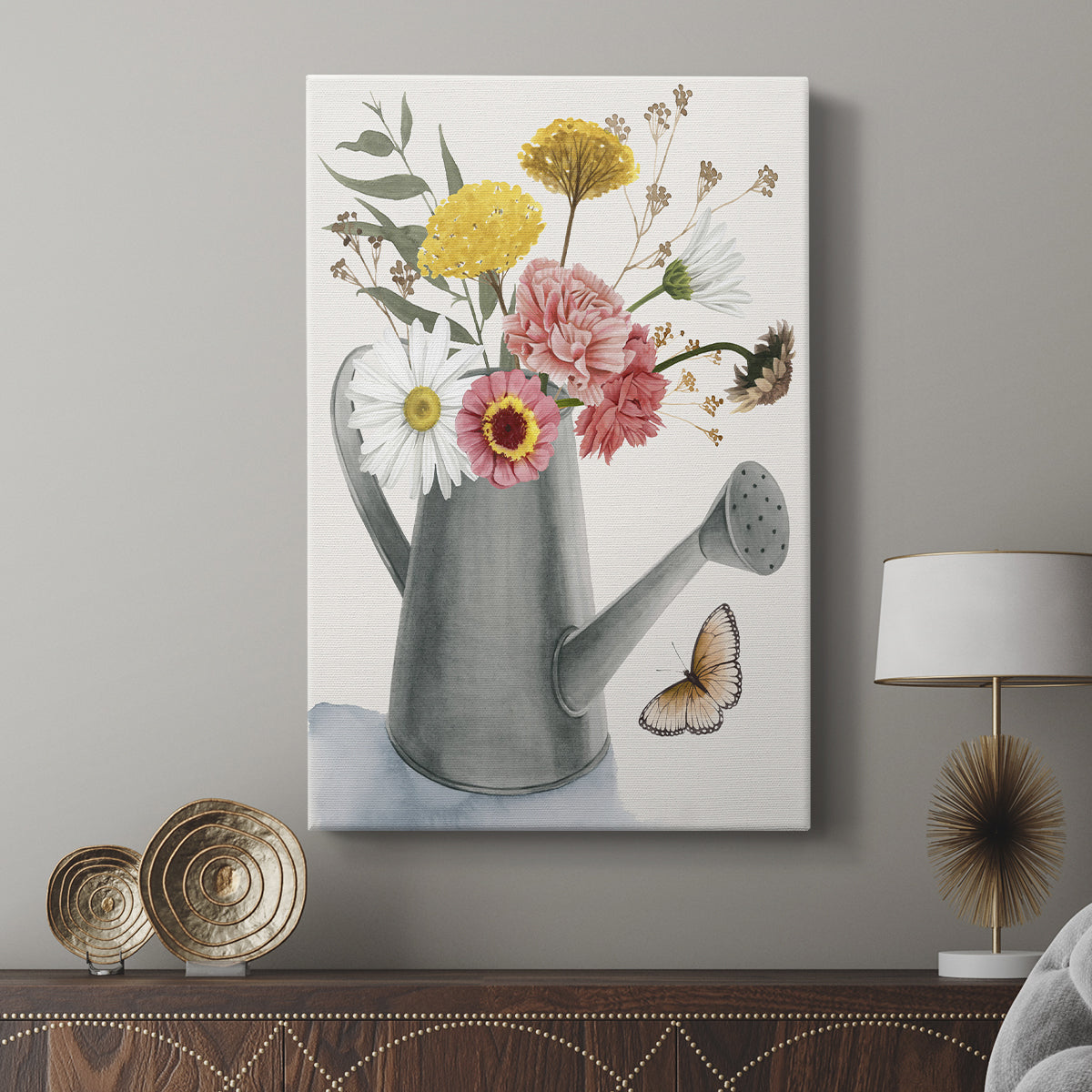 Watering Can Bouquet II - Canvas Art Print