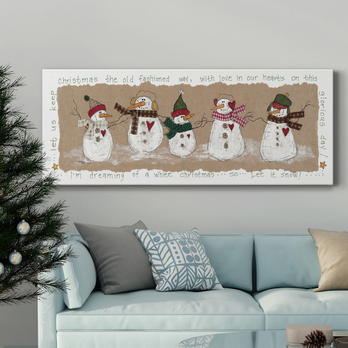 Snowmen Friends Premium Gallery Wrapped Canvas - Ready to Hang