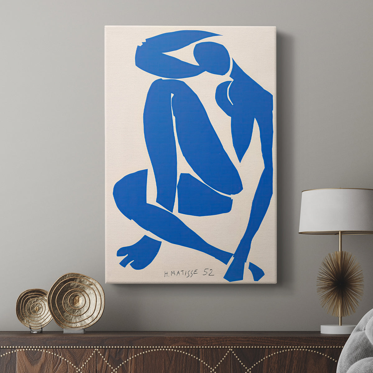 Canvas art print featuring a modern composition with simplified curves and strong silhouette displayed in a modern interior space.