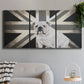 Three-panel canvas wall art featuring black and white animal collage, displayed in a modern living room above a sofa.