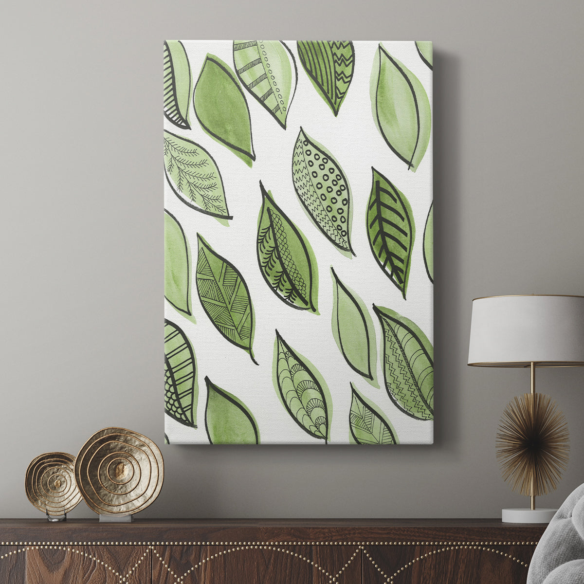 Patterned Leaf Shapes IV - Canvas Art Print