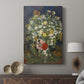 Canvas art print featuring a stylized composition with blooms and strong contrast displayed in a modern interior space.