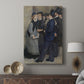 Canvas art print featuring a social composition with figures in a quiet outdoor setting displayed in a modern interior space.