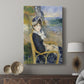 Canvas art print featuring a serene seaside portrait with muted tones and gentle waves displayed in a modern interior space.